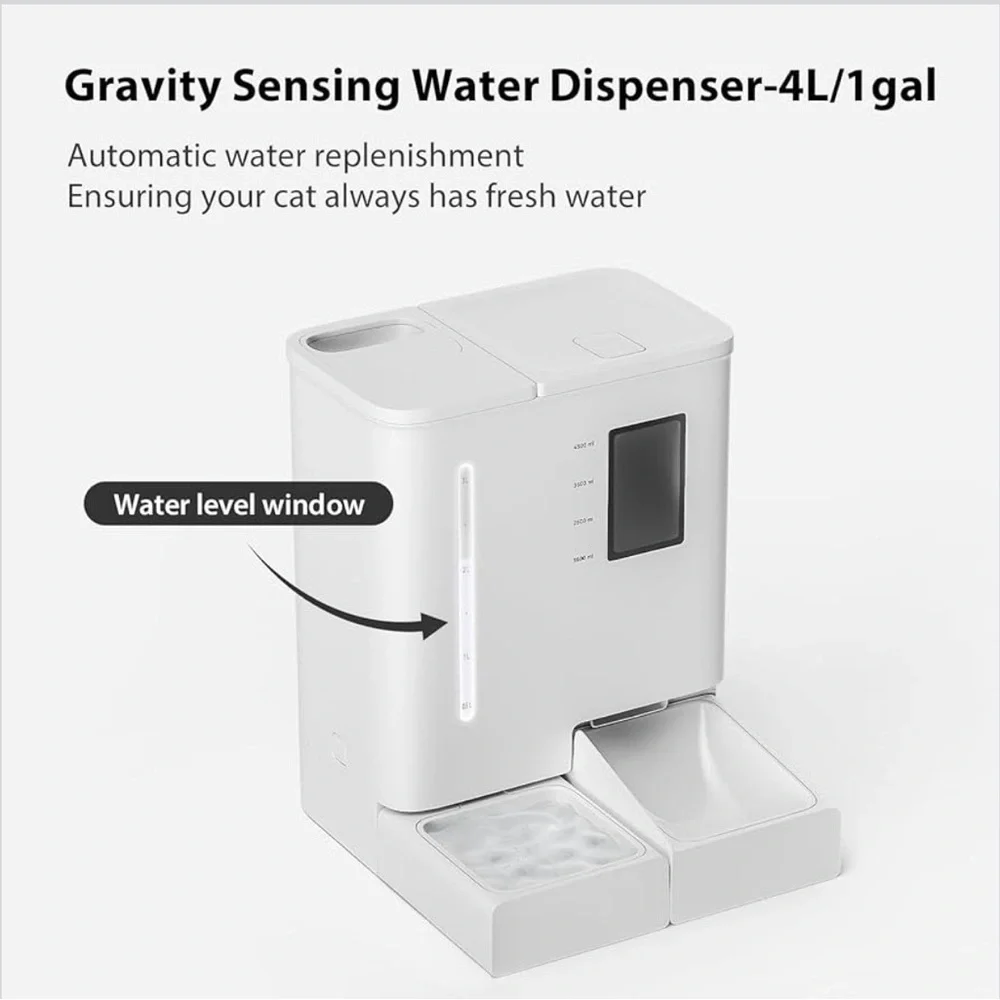 Automatic Cat Feeder and Water Dispenser, 4L Cat Waterer & 5L Cat Food